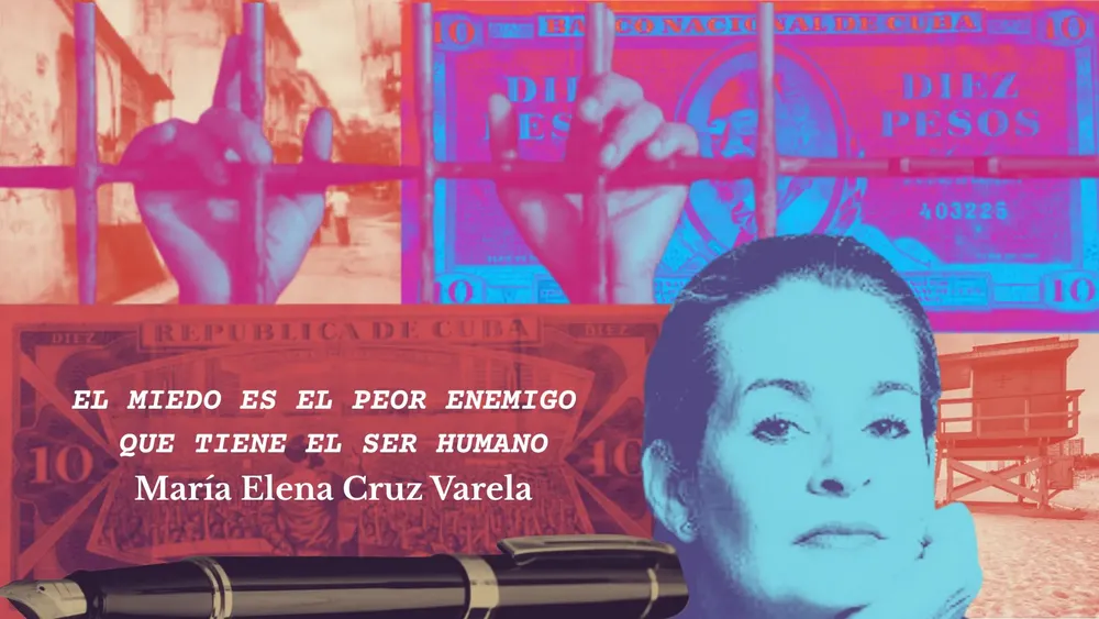 Collage María Elena Cruz Varela y la Carta de los 10